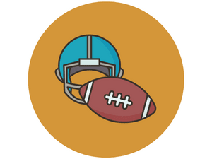 A football helmet and a football