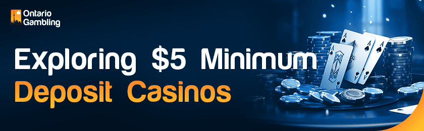 A few playing cards with a lot of casino chips for exploring 5 minimum deposit casinos