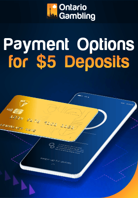 A mobile phone with a credit card for payment options for 5 deposits