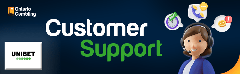 A customer care representative is providing support for Unibet Sportsbook