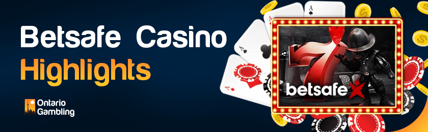 Different casino gaming items with Betsafe casino logo for the casino highlights