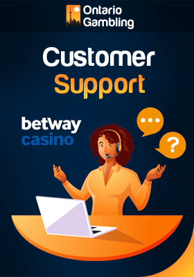 A Betway casino customer support representative is providing support with a laptop