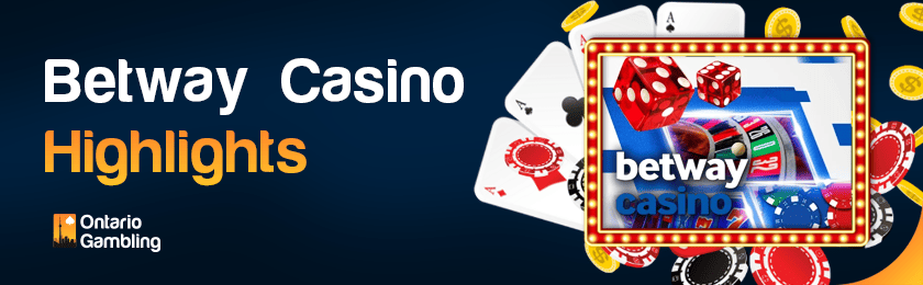 Different casino gaming items with Betway casino logo for the casino highlights