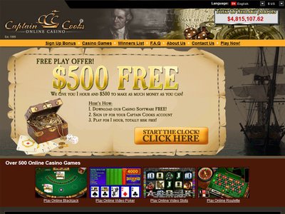 Captain Cooks Casino website screenshot