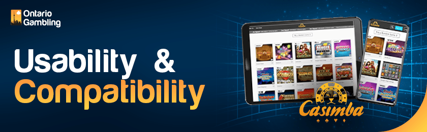 Casimba Casino site is loaded perfectly on a tablet and a mobile device