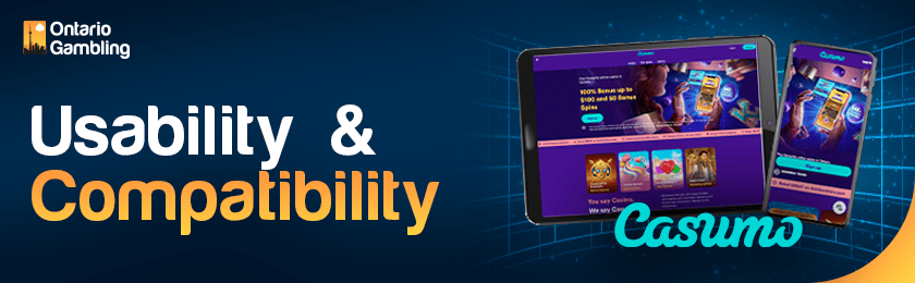 Casumo Casino site is loaded perfectly on a tablet and a mobile device