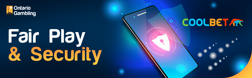 A security logo on a mobile phone for FairPlay and security of CoolBet casino