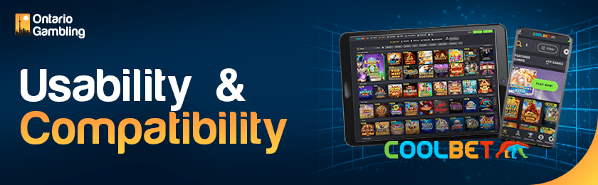 CoolBet Casino site is loaded perfectly on a tablet and a mobile device