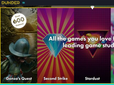 Dunder Casino website screenshot