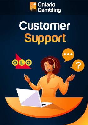 An OLG casino customer support representative is providing support with a laptop