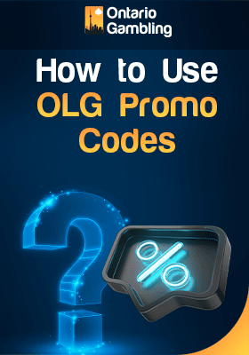 A big question mark with a discount sign for how to use OLG promo codes