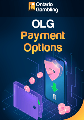 Some coins are being transferred from a mobile phone to a wallet for different OLG payment options