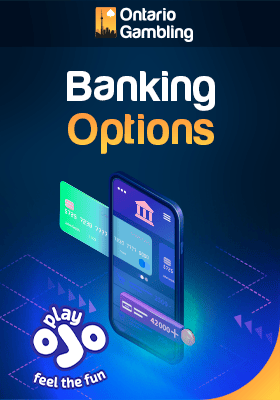 A bank card is being inserted into a mobile phone for Banking options in PlayOjo Casino