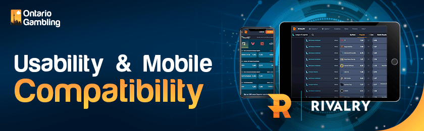 Rivalry Sportsbook site is loaded perfectly on a tablet and a mobile device
