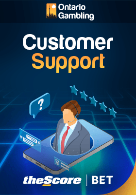 The Score Bet casino customer support representative is providing support from a mobile phone like desk