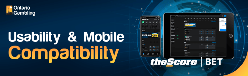 The Score Bet Sportsbook site is loaded perfectly on a tablet and a mobile device