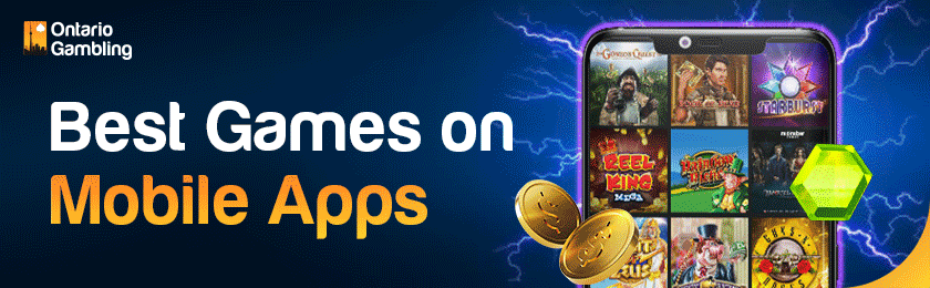 Best mobile casino games in Ontario are displayed on a mobile phone