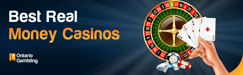Holding playing cards, casino chips, and roulette for real money casinos