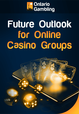 A mobile phone with some playing cards and a few rolling dice for future outlook for online casino groups