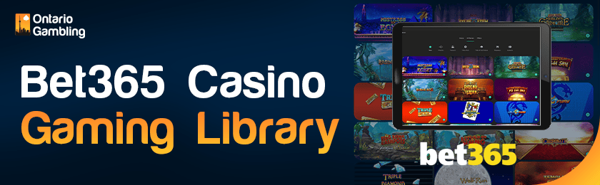 Photos of games representing the Bet365 casino gaming library