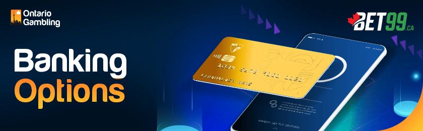 A mobile phone with a credit card for banking options