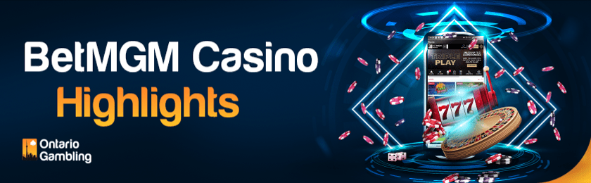 Casino chips, dice and betMGM casino app for all the features of betMGM casino