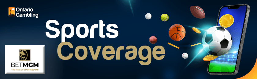 Different types of sports balls are coming from BetMGM SportsBook App for sports coverage