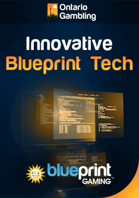 Multiple screens and blueprint logo for innovative blueprint tech
