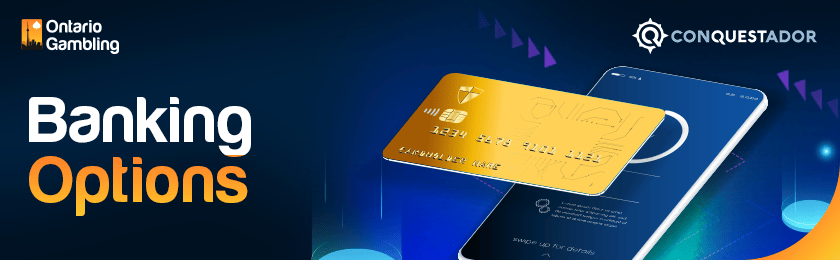 A mobile phone with a credit card for banking options