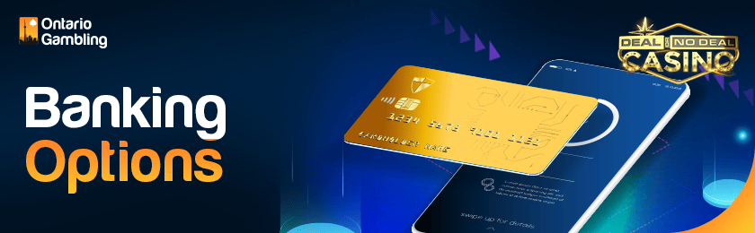 A mobile phone with a credit card for banking options