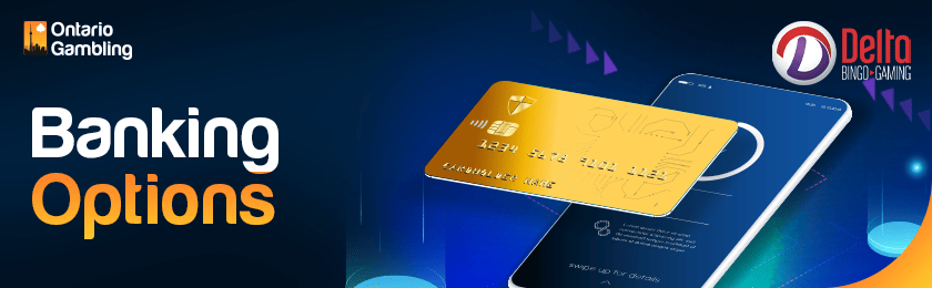 A mobile phone with a credit card for banking options