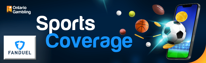 Different types of sports balls are coming from SportsBook App for sports coverage of FanDuel SportsBook