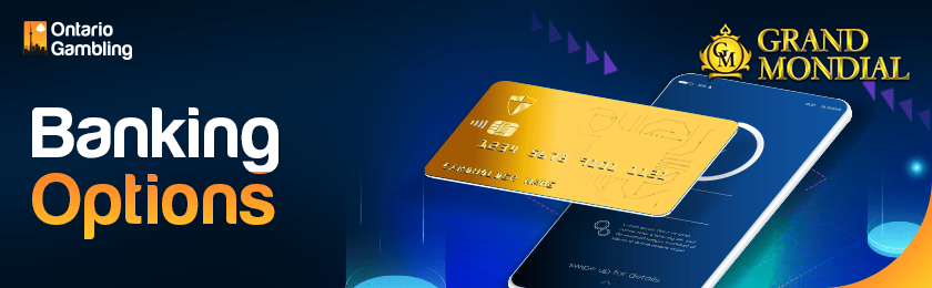 A mobile phone with a credit card for banking options