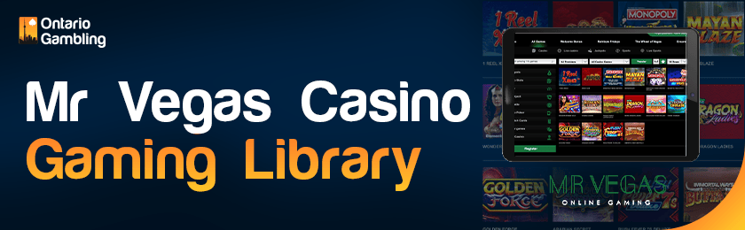 A tab with an image of all games collections for Mr Vegas Casino gaming library