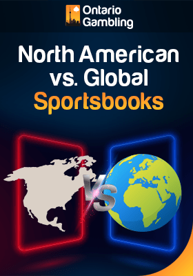 Map of North America and a globe to find the Sportsbooks differences between International and North America