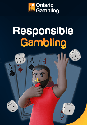 A card game with a man holding a whistle for responsible gambling