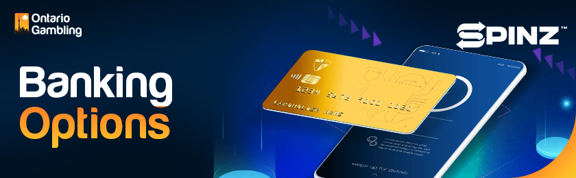 A mobile phone with a credit card for banking options