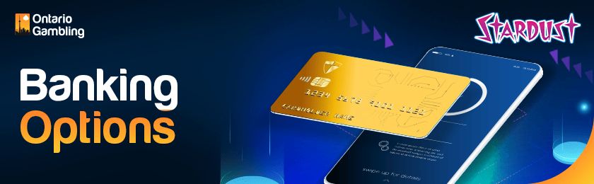 A mobile phone with a credit card for banking options