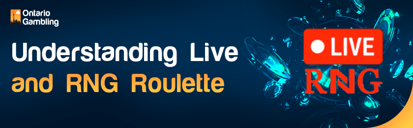 A live logo with some casino gaming items for understanding live vs rng roulette.