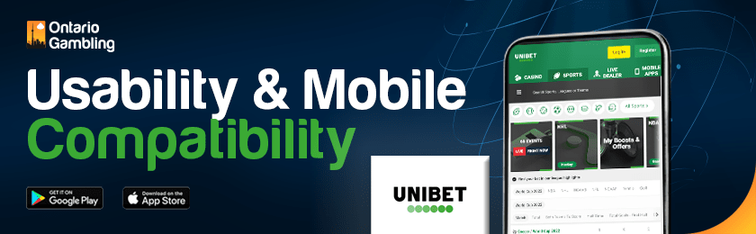 Unibet SportsBook mobile app is loaded perfectly on a mobile phone