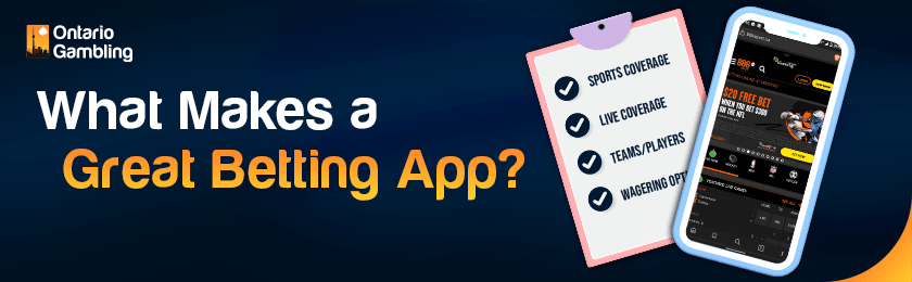 A cell phone with a sports betting app and a clipboard with a key list of great betting apps