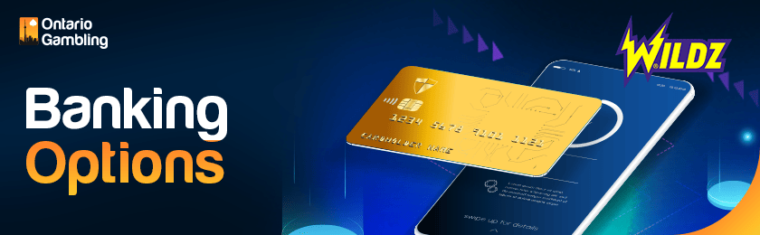 A mobile phone with a credit card for banking options